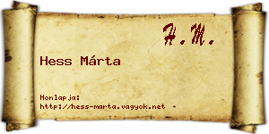 Hess Márta névjegykártya